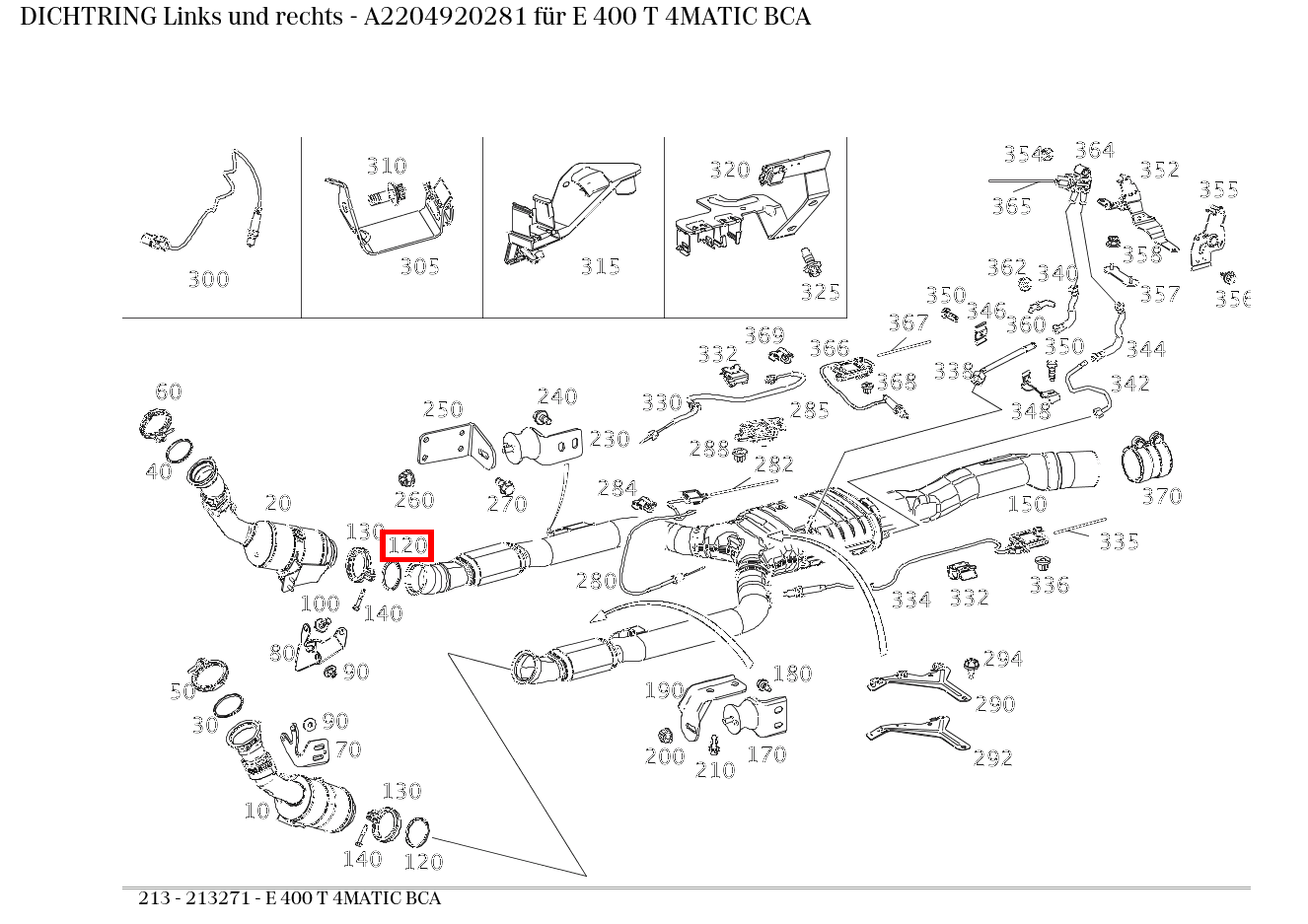 Dichtring Links und rechts E 400 T 4MATIC BCA 213 Dichtring Links und rechts E 400 T 4MATIC BCA 213