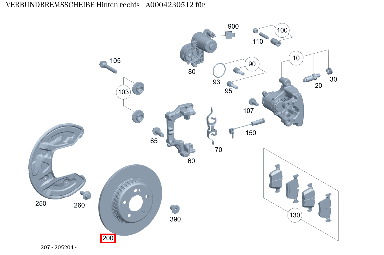 Verbundbremsscheibe Hinten rechts 207 Verbundbremsscheibe Hinten rechts 207