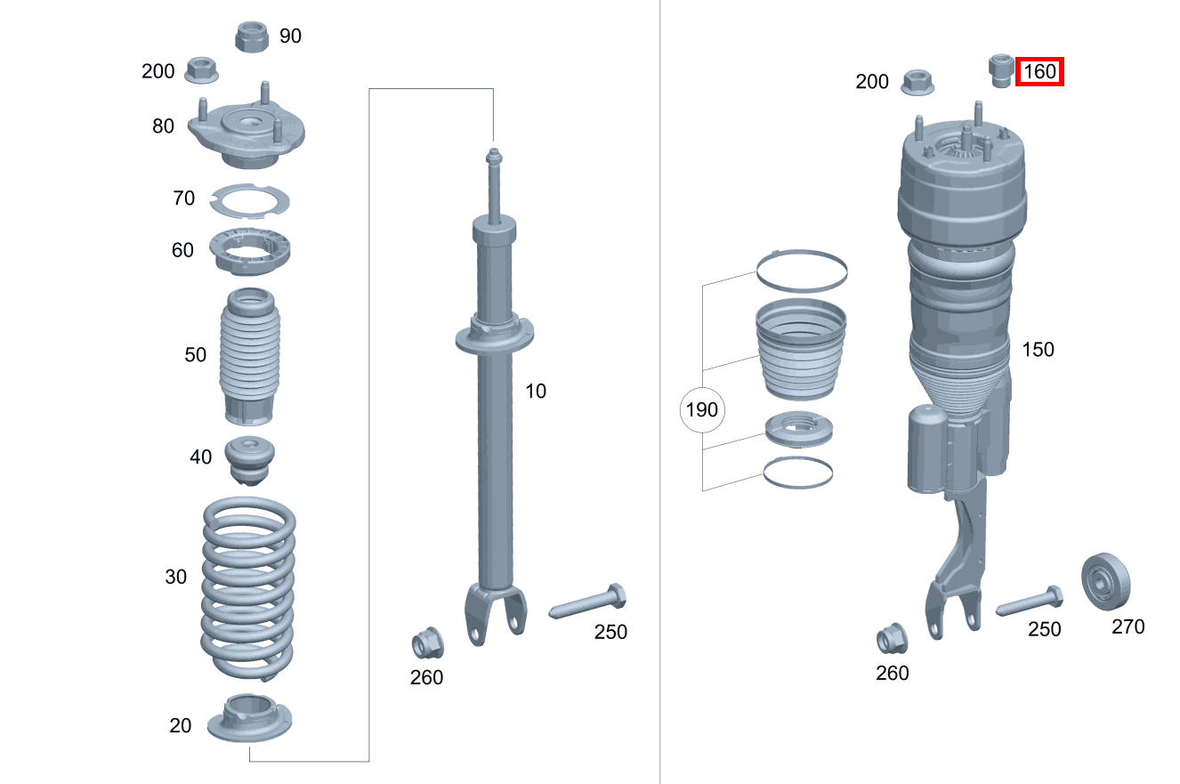 Anschlussstutzen AN FEDERBEIN VORNE LINKS UND RECHTS Mercedes-AMG CLS 53 4MATIC+ 257 Anschlussstutzen AN FEDERBEIN VORNE LINKS UND RECHTS Mercedes-AMG CLS 53 4MATIC+ 257