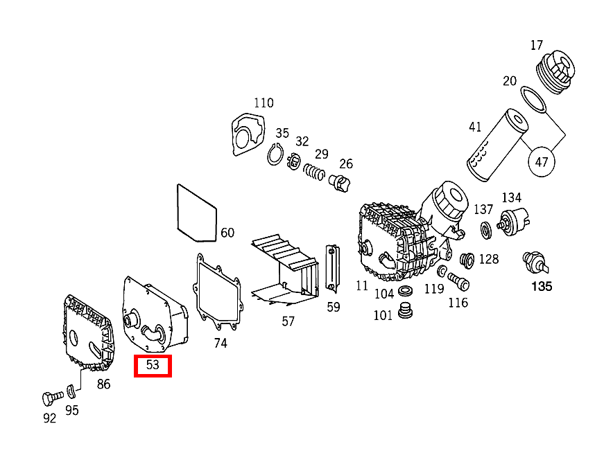 Wärmetauscher OEL-WASSERKUEHLER TO 104 180 54 10, 59 10 SL 280 Roadster BCA 129 Wärmetauscher OEL-WASSERKUEHLER TO 104 180 54 10, 59 10 SL 280 Roadster BCA 129