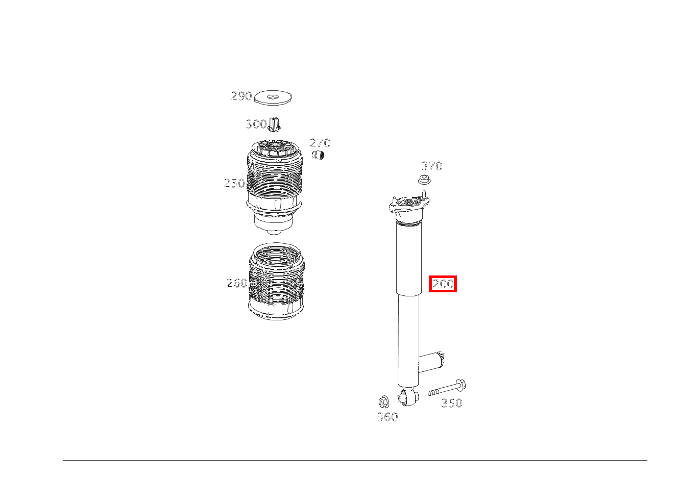 Stossdämpfer HINTEN LINKS UND RECHTS E350T 4M BE 212