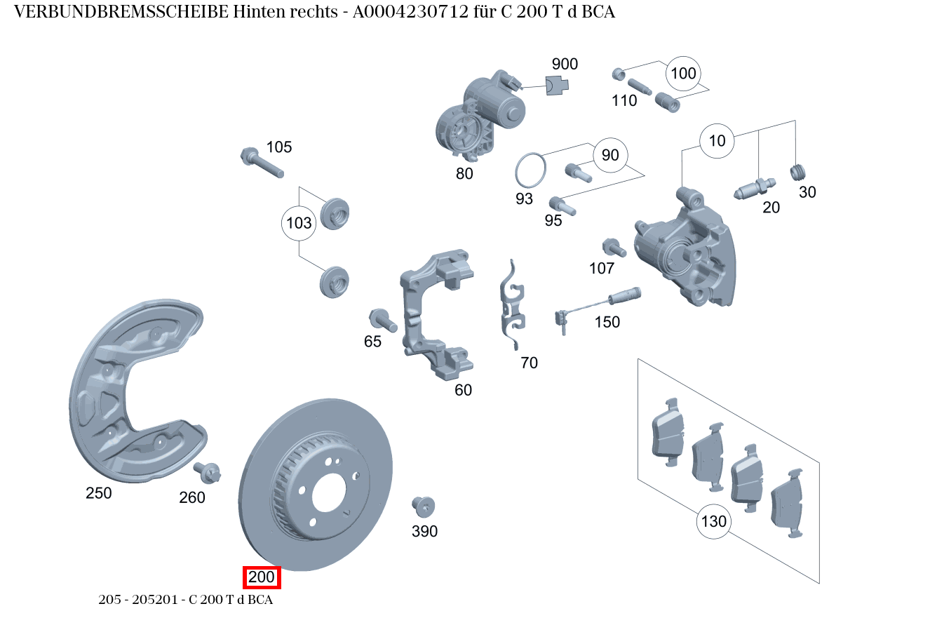 Verbundbremsscheibe Hinten rechts C 200 T d BCA 205 Verbundbremsscheibe Hinten rechts C 200 T d BCA 205