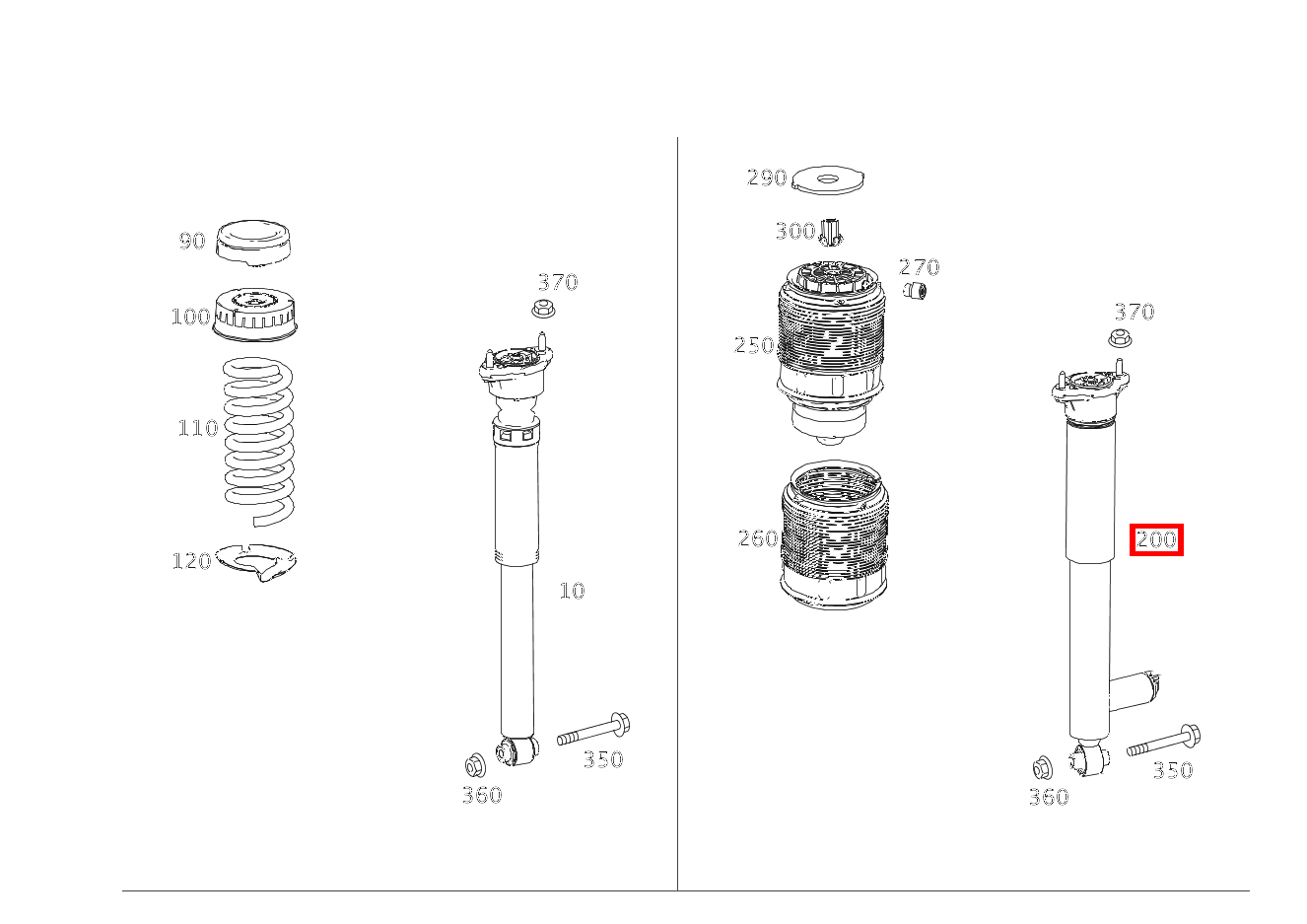Stossdämpfer Hinten rechts E350 BT 4M 212 Stossdämpfer Hinten rechts E350 BT 4M 212