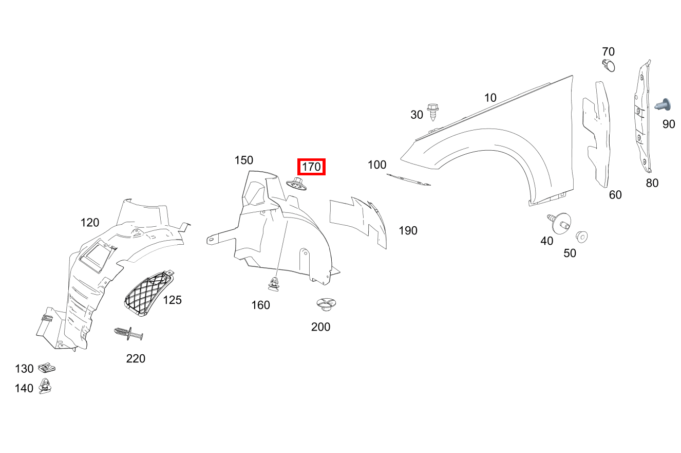 KUNSTSTOFFMUTTER ABDECKUNG AN UNTERBODENVERKLEIDUNG E 500/550 CABR. 207 KUNSTSTOFFMUTTER ABDECKUNG AN UNTERBODENVERKLEIDUNG E 500/550 CABR. 207