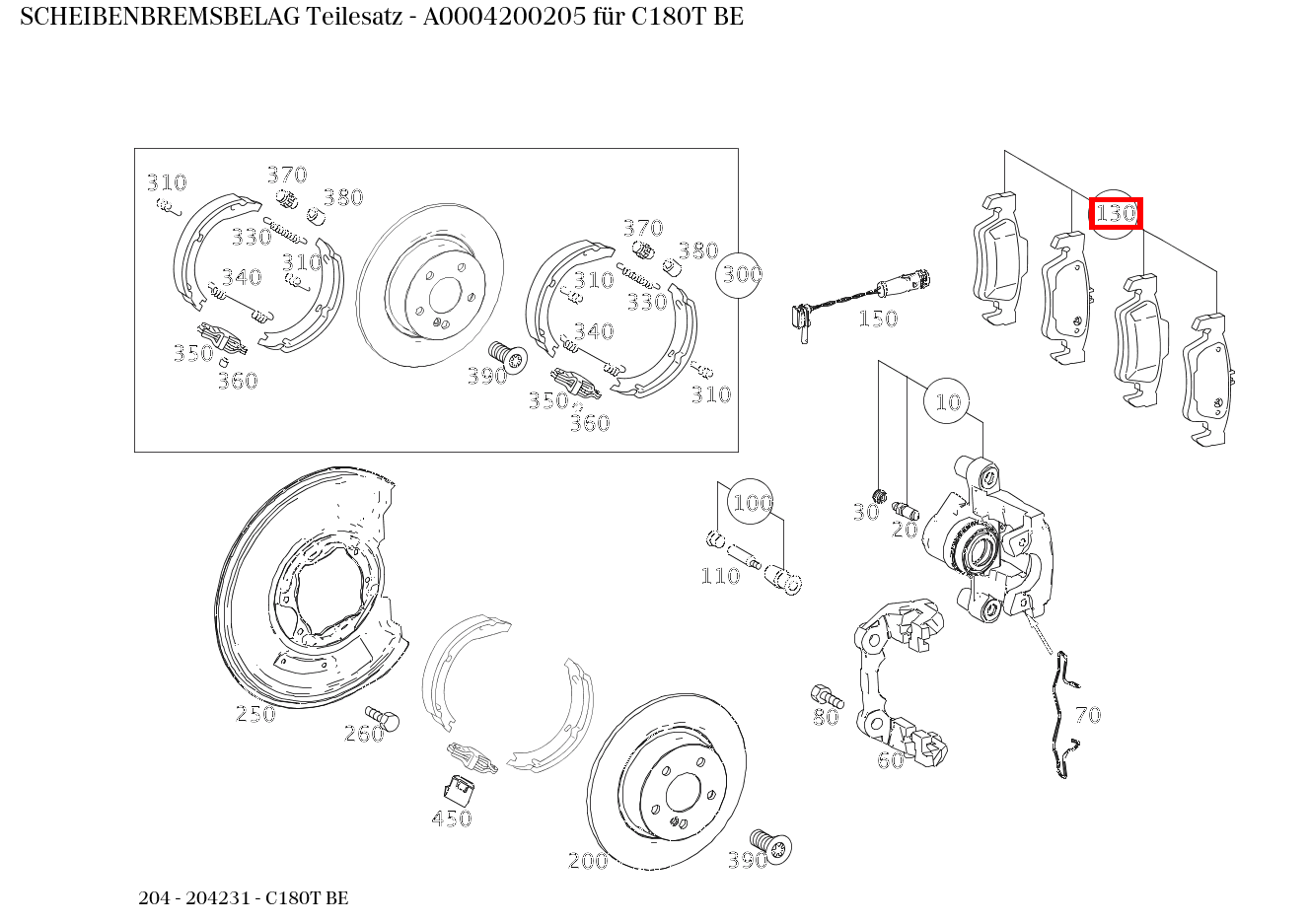 Scheibenbremsbelag Teilesatz C180T BE 204 Scheibenbremsbelag Teilesatz C180T BE 204
