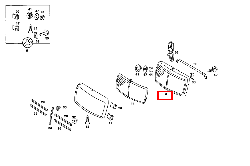 Kühlerverkleidung OHNE MERCEDESSTERN 190 D 2.5 Turbo 201