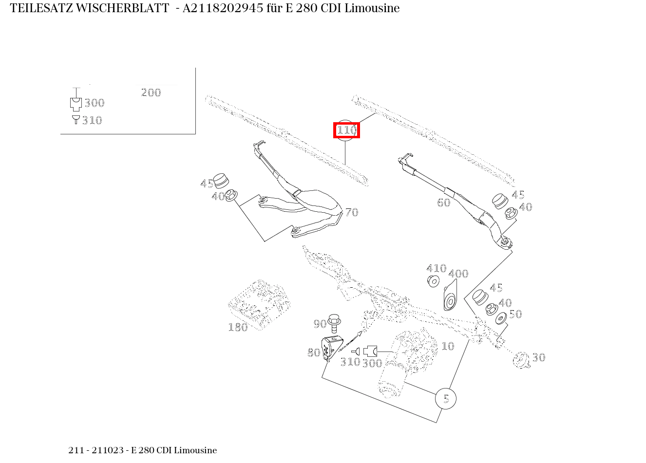 Teilesatz Wischerblatt E 280 CDI Limousine 211
