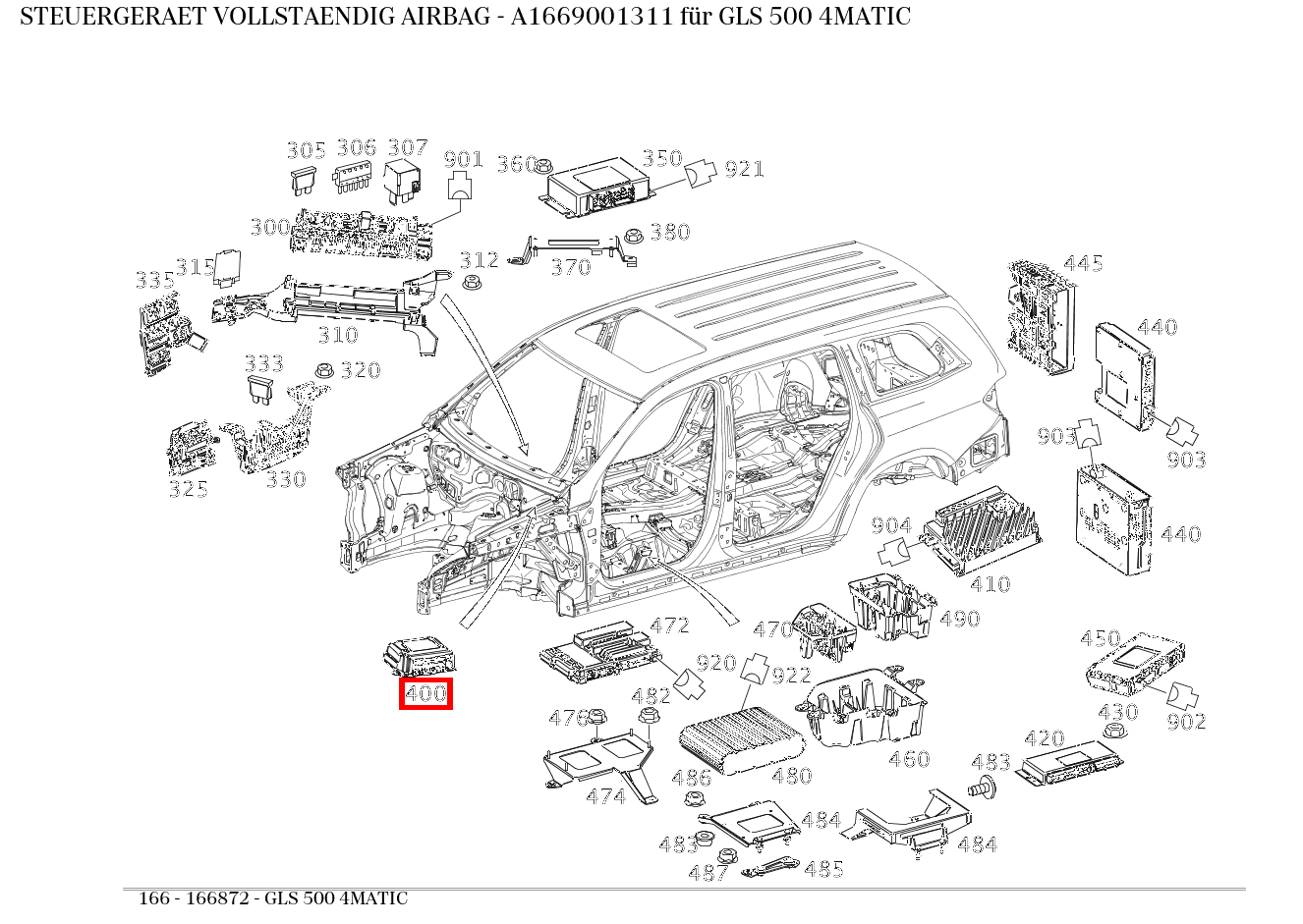 Steuergerät vollständig AIRBAG GLS 500 4MATIC 166 Steuergerät vollständig AIRBAG GLS 500 4MATIC 166
