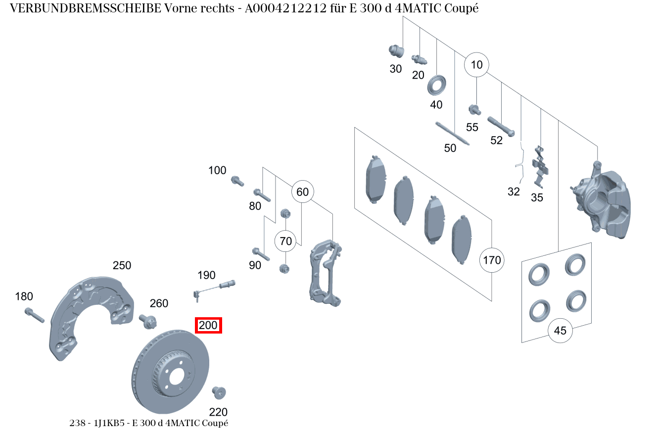 Verbundbremsscheibe Vorne rechts E 300 d 4MATIC Coupé 238 Verbundbremsscheibe Vorne rechts E 300 d 4MATIC Coupé 238