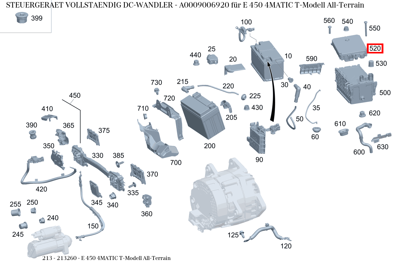 Steuergerät vollständig DC-WANDLER E 450 4MATIC T-Modell All-Terrain 213