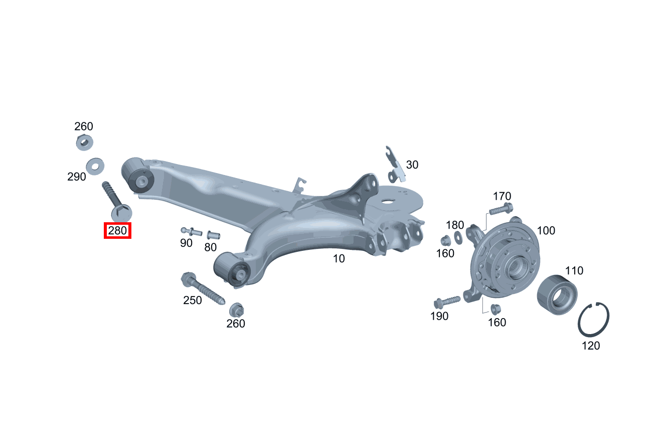 EXZENTERSCHRAUBE BEFESTIGUNG SCHRAEGLENKER, RECHTS; M14X1,5X126,5  