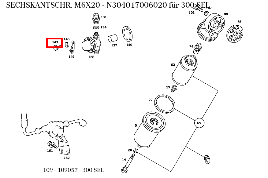 Sechskantschraube M6X20 300 SEL 109