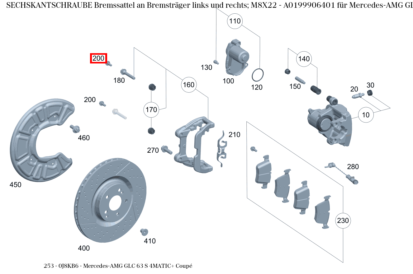 Sechskantschraube Bremssattel an Bremsträger links und rechts 