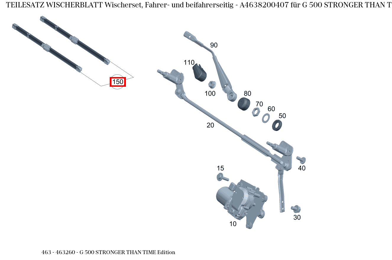 Teilesatz Wischerblatt Wischerset, Fahrer- und beifahrerseitig G 500 STRONGER THAN TIME Edition 463