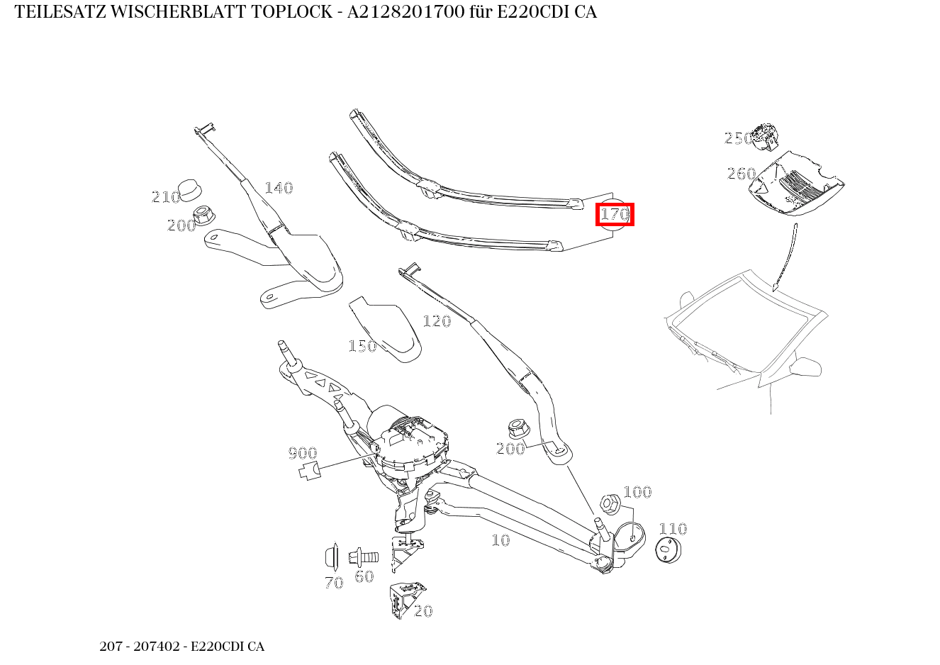 Teilesatz Wischerblatt TOPLOCK E220CDI CA 207
