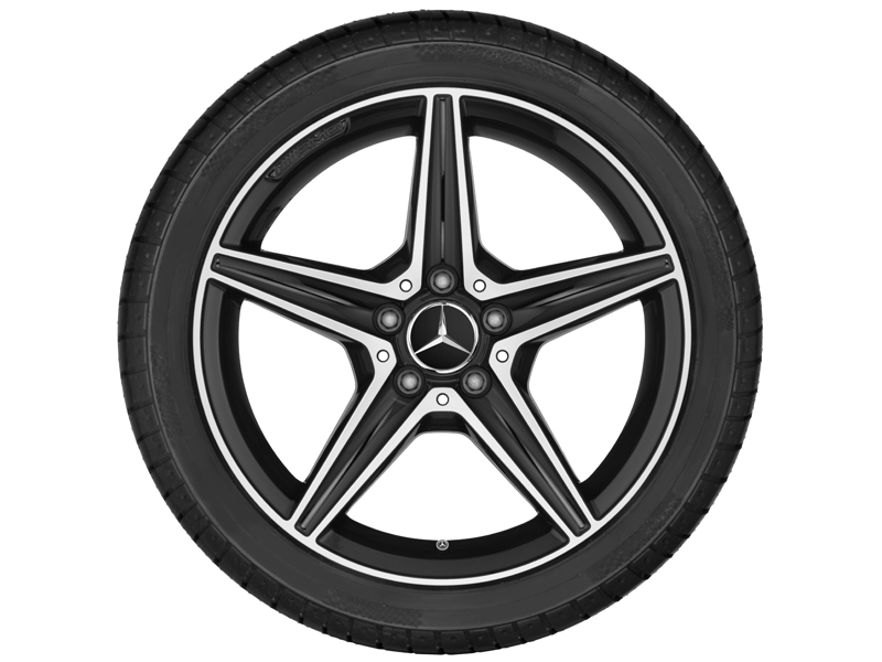 Original AMG 18 Zoll AMG 5-Speichen-Rad schwarz glanzgedreht mit 