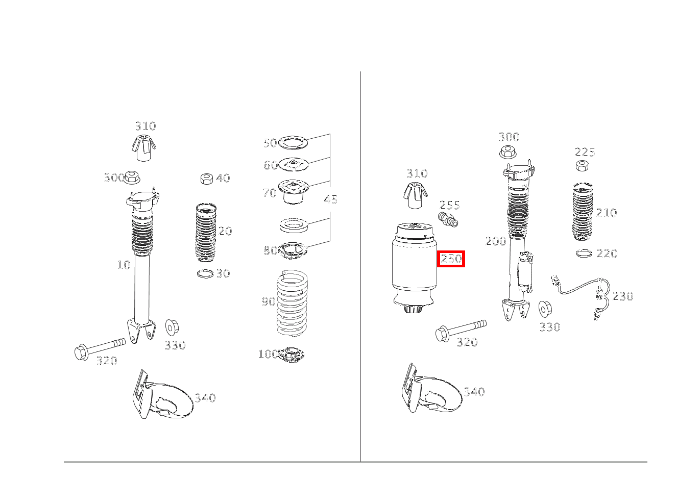 Luftfeder HINTEN LINKS UND RECHTS Mercedes-AMG GLE 43 4MATIC Coupé 293
