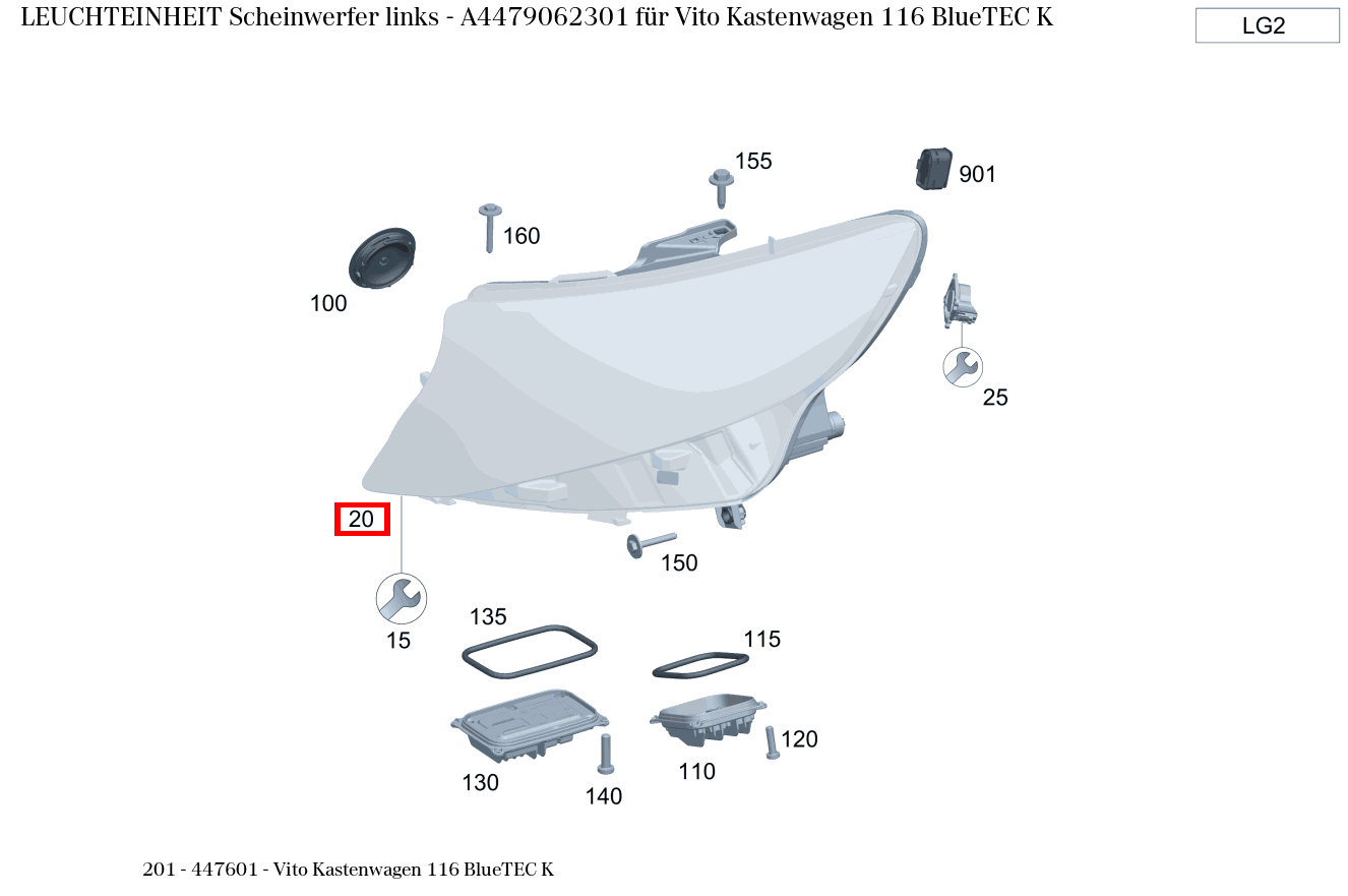 Leuchteinheit Scheinwerfer links Vito Kastenwagen 116 BlueTEC K 201 Leuchteinheit Scheinwerfer links Vito Kastenwagen 116 BlueTEC K 201