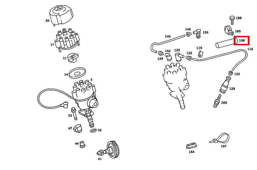 Isolierschlauch ZYLINDER NOS.5-8 260mm 420 SEC COUPE mit Automatic 126