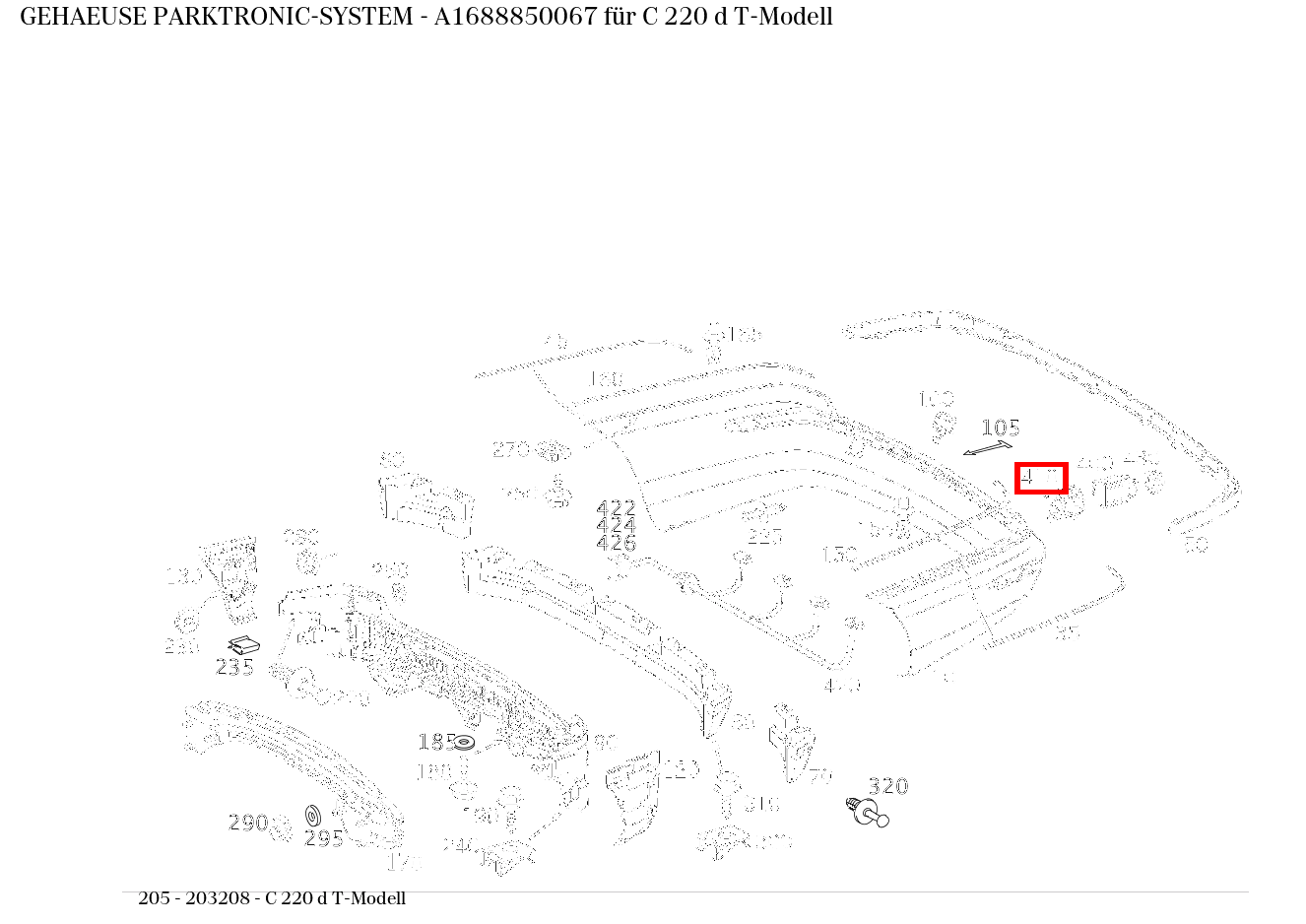 Gehäuse PARKTRONIC-SYSTEM C 220 d T-Modell 205 Gehäuse PARKTRONIC-SYSTEM C 220 d T-Modell 205