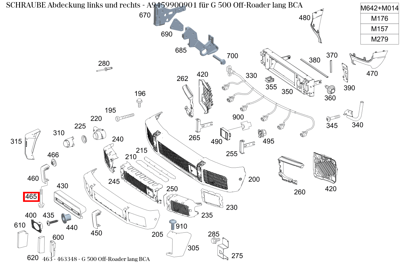Schraube Abdeckung links und rechts G 500 Off-Roader lang BCA 463
