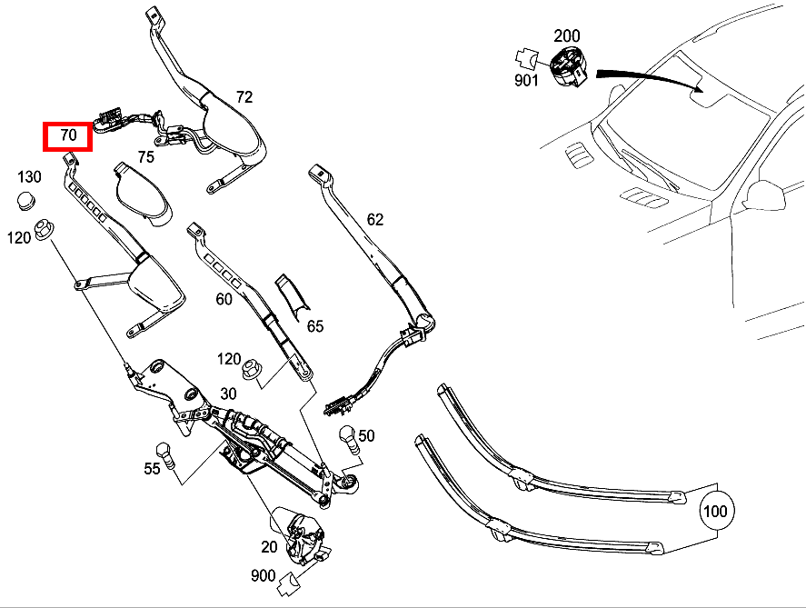 Wischerarm BEIFAHRERSEITE GLE 350 4MATIC 166 Wischerarm BEIFAHRERSEITE GLE 350 4MATIC 166