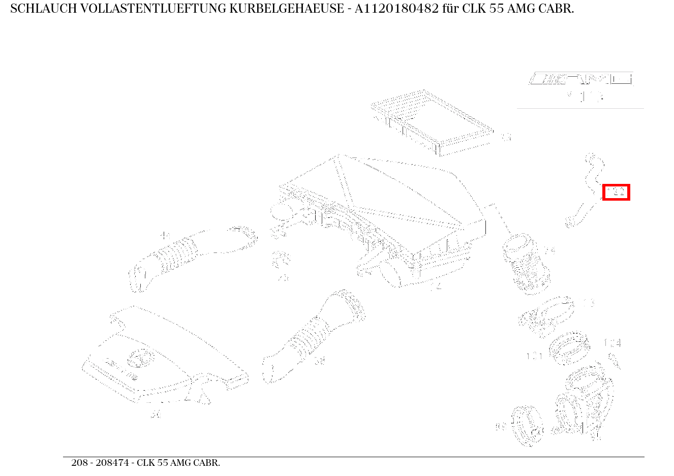 Schlauch VOLLASTENTLUEFTUNG KURBELGEHAEUSE CLK 55 AMG CABR. 208 Schlauch VOLLASTENTLUEFTUNG KURBELGEHAEUSE CLK 55 AMG CABR. 208