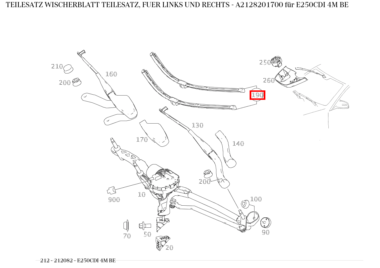 Teilesatz Wischerblatt TEILESATZ, FUER LINKS UND RECHTS E250CDI 4M BE 212