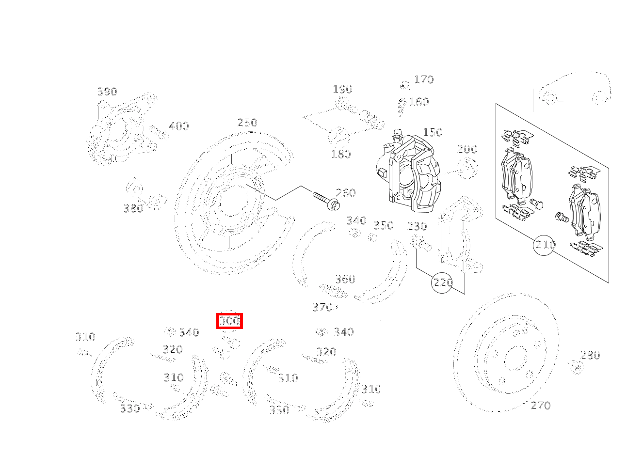 TEILESATZ BREMSBACKE LIEFERUMFANG A 210 L EVOLUTION 168