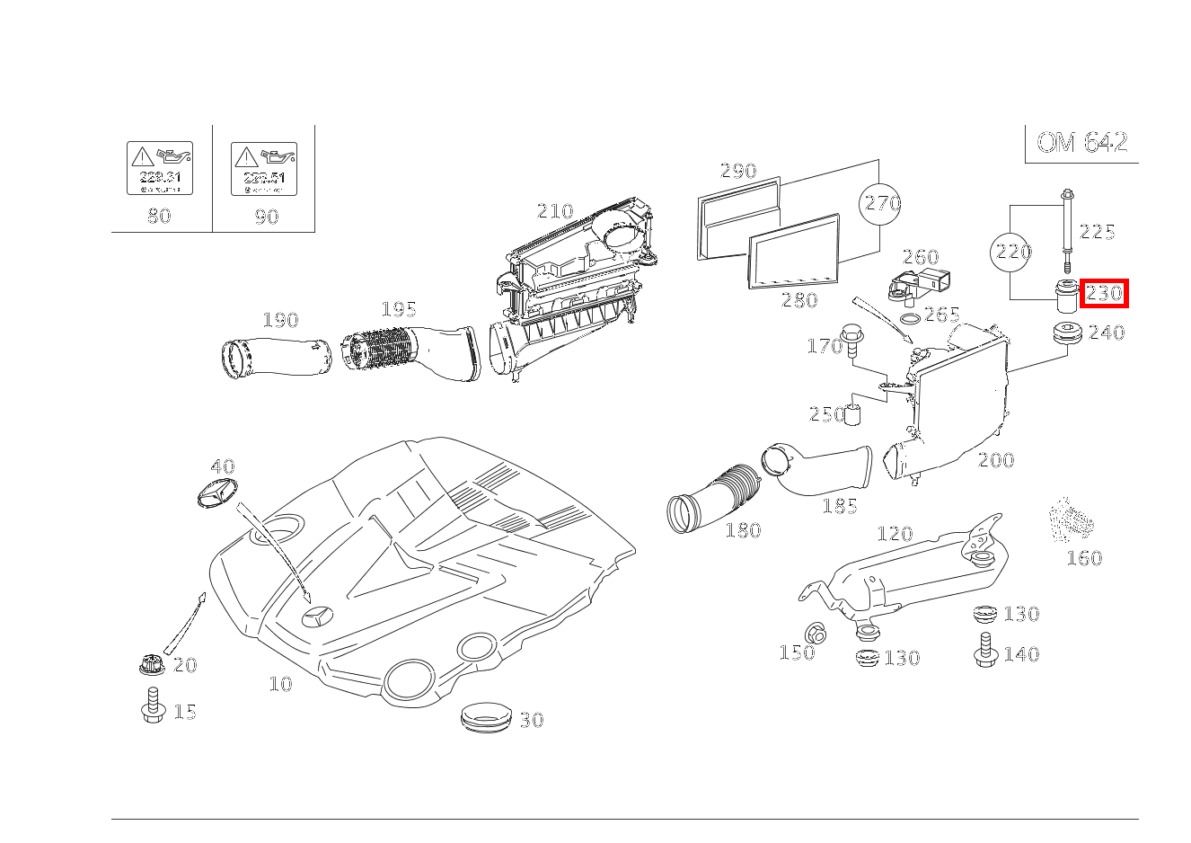 Buchse LUFTFILTER, RECHTS M 166, GLE 292, C 204 und weitere kaufen