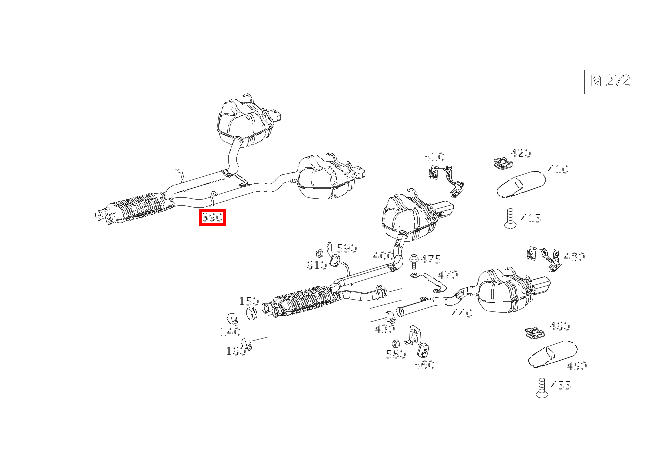 Abgasleitung OHNE AUSPUFFBLENDEN GLK350 4M 204