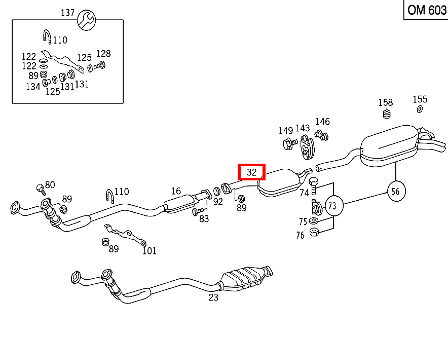 Schalldämpfer MITTE E 200 Diesel/200 D 124 Schalldämpfer MITTE E 200 Diesel/200 D 124