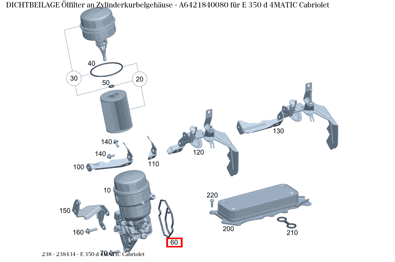 Dichtbeilage Ölfilter an Zylinderkurbelgehäuse E 350 d 4MATIC Cabriolet 238