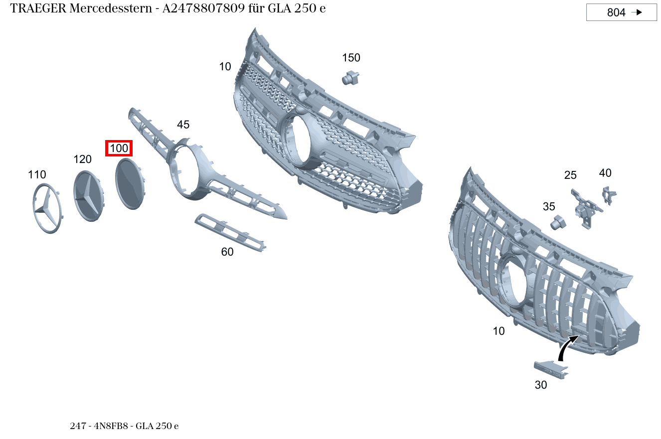 Träger Mercedesstern GLA 250 e 247