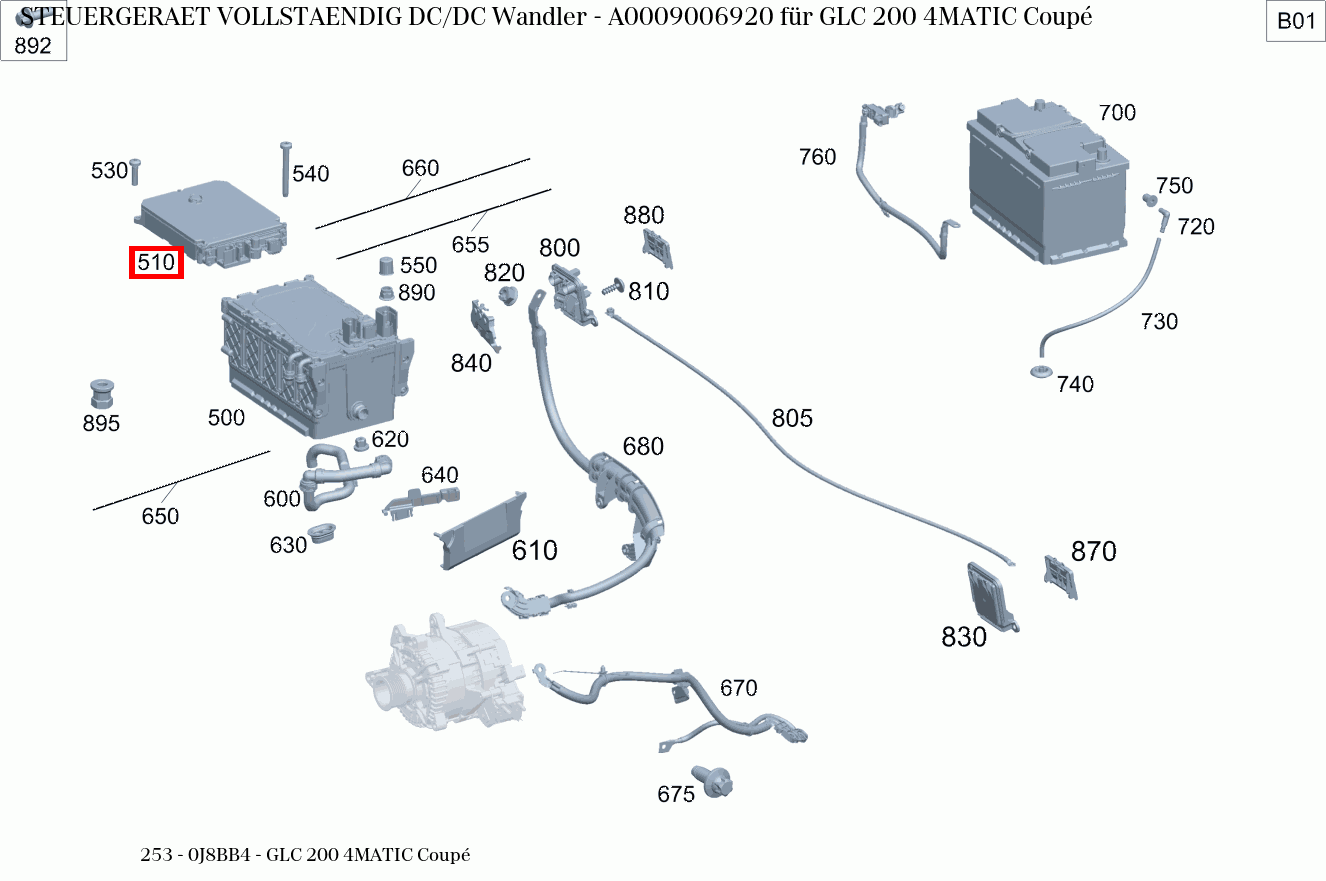 Steuergerät vollständig DC/DC Wandler GLC 200 4MATIC Coupé 253
