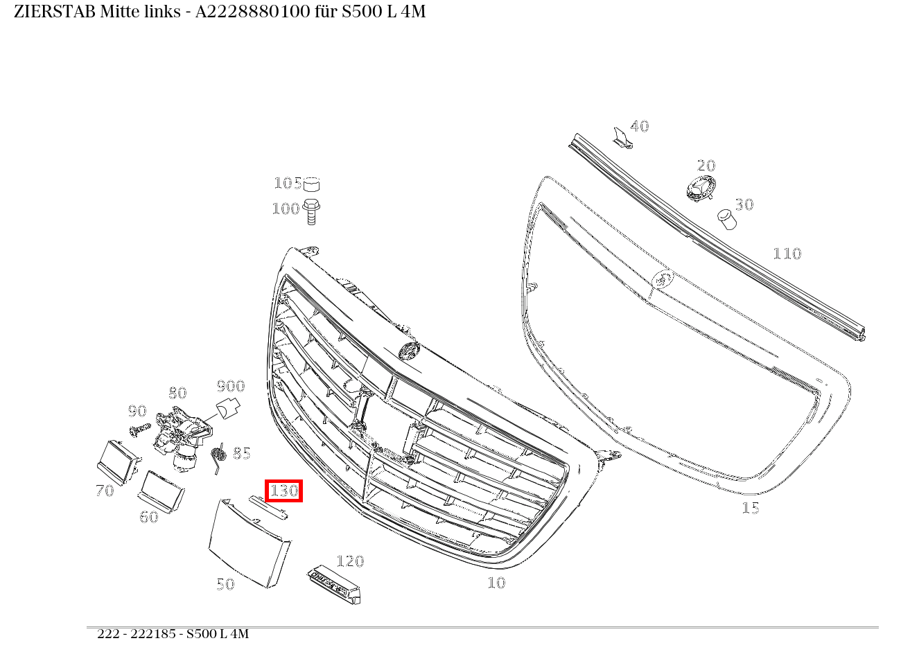 Zierstab Mitte links S500 L 4M 222
