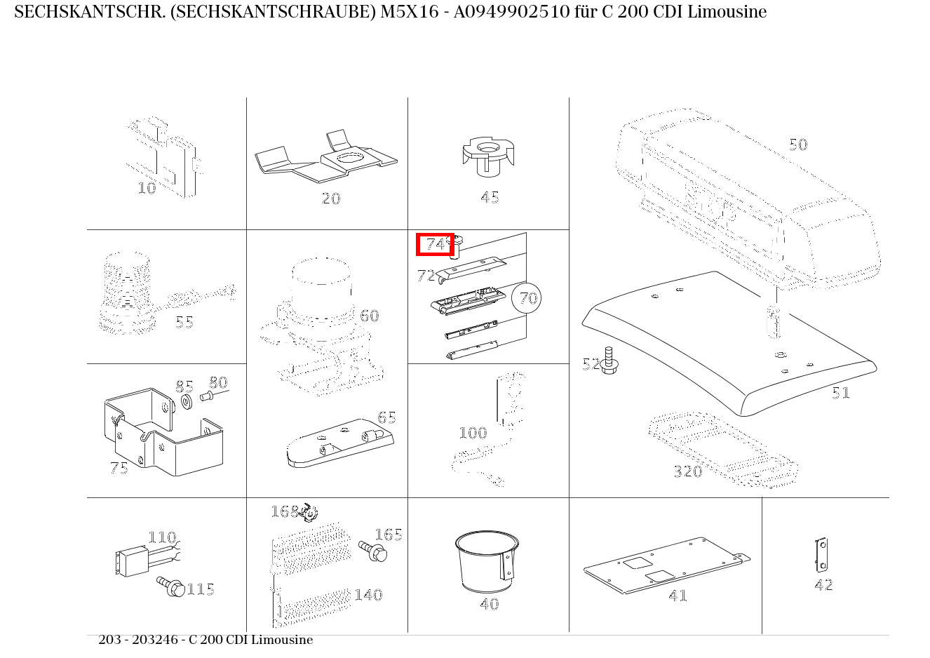 Sechskantschraube M5X16 C 200 CDI Limousine 203