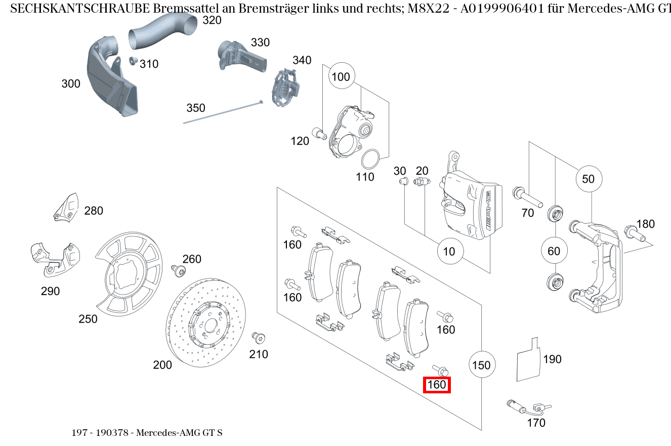 Sechskantschraube Bremssattel an Bremsträger links und rechts 