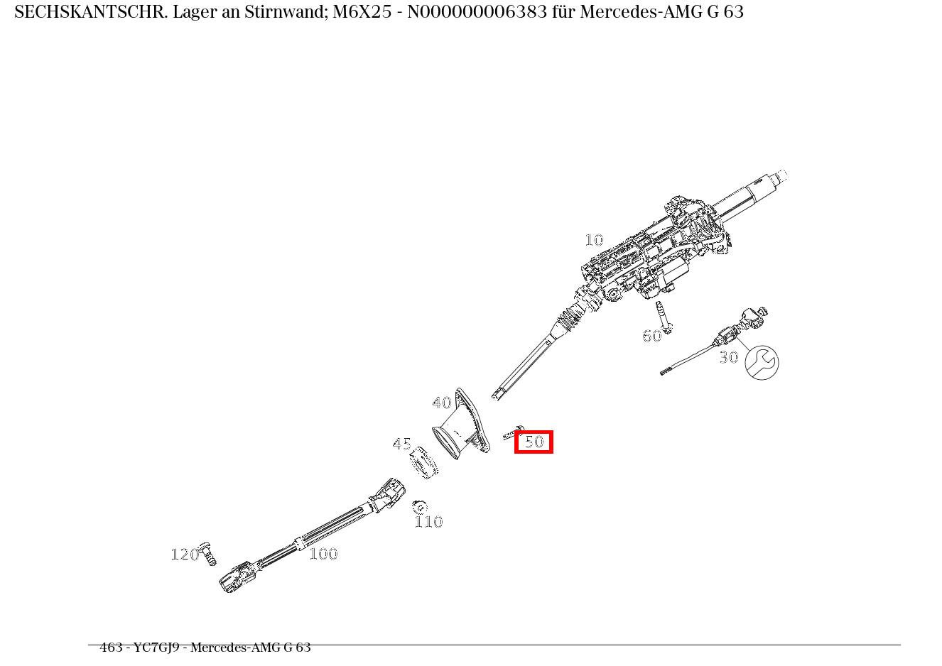 Sechskantschraube Lager an Stirnwand; M6X25 Mercedes-AMG G 63 463 Sechskantschraube Lager an Stirnwand; M6X25 Mercedes-AMG G 63 463