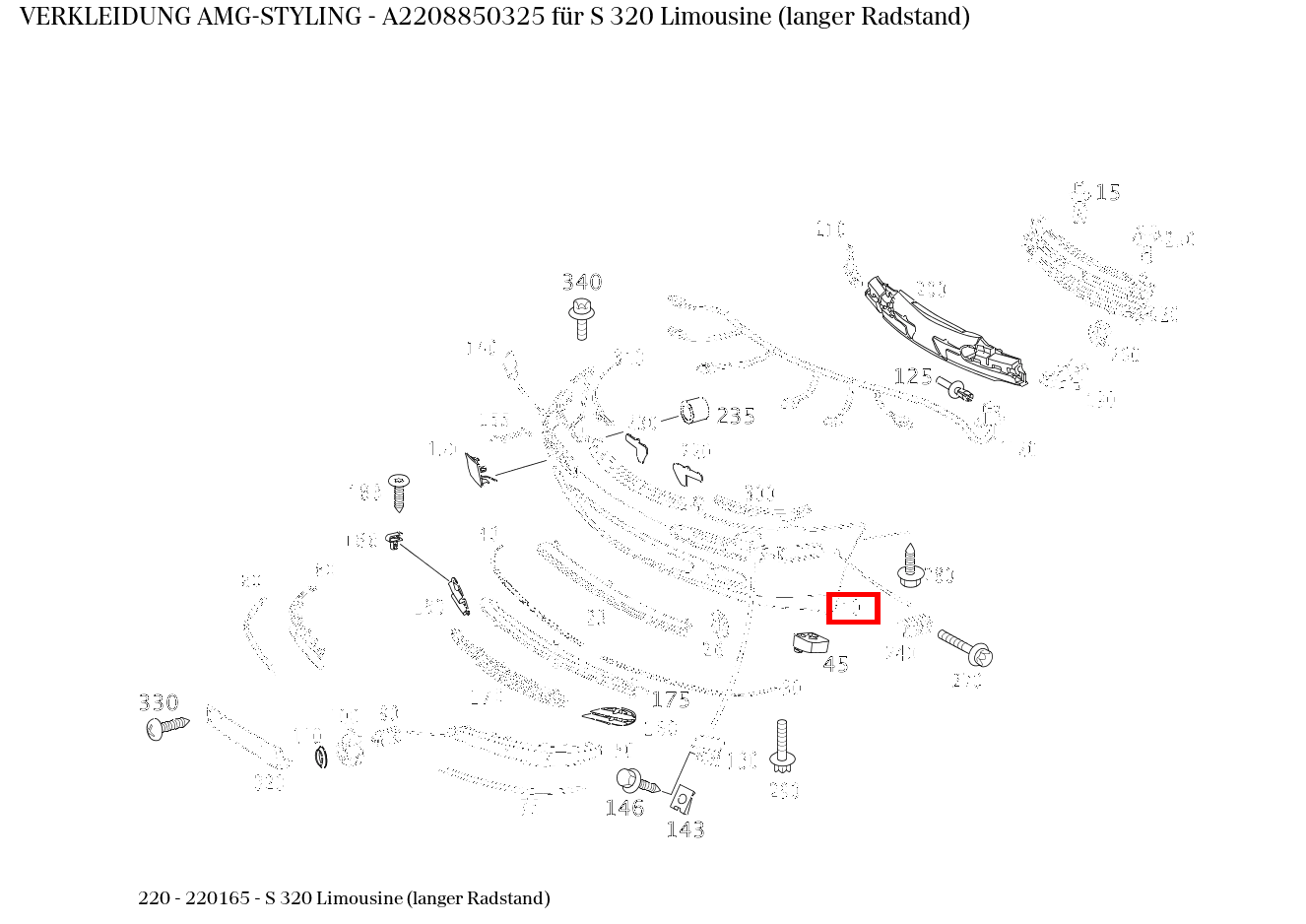 Verkleidung AMG-STYLING S 320 Limousine (langer Radstand) 220 Verkleidung AMG-STYLING S 320 Limousine (langer Radstand) 220