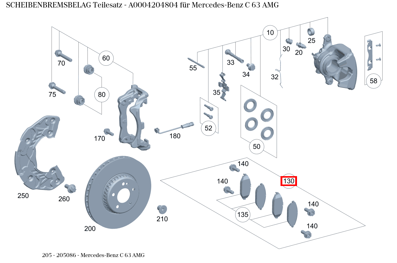 Scheibenbremsbelag Teilesatz Mercedes-Benz C 63 AMG 205