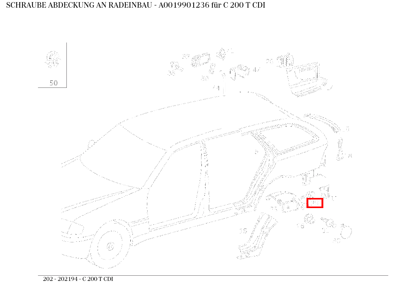Schraube ABDECKUNG AN RADEINBAU C 200 T CDI 202
