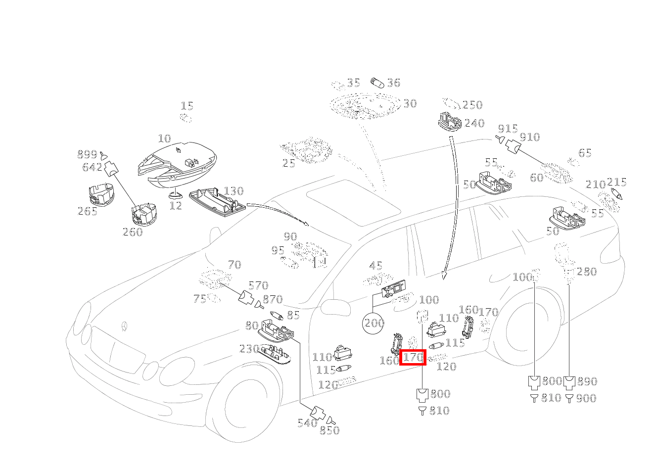 Lichtscheibe WARNLEUCHTE FONDTUER,HINTEN RECHTS E 280 CDI T-Modell 213