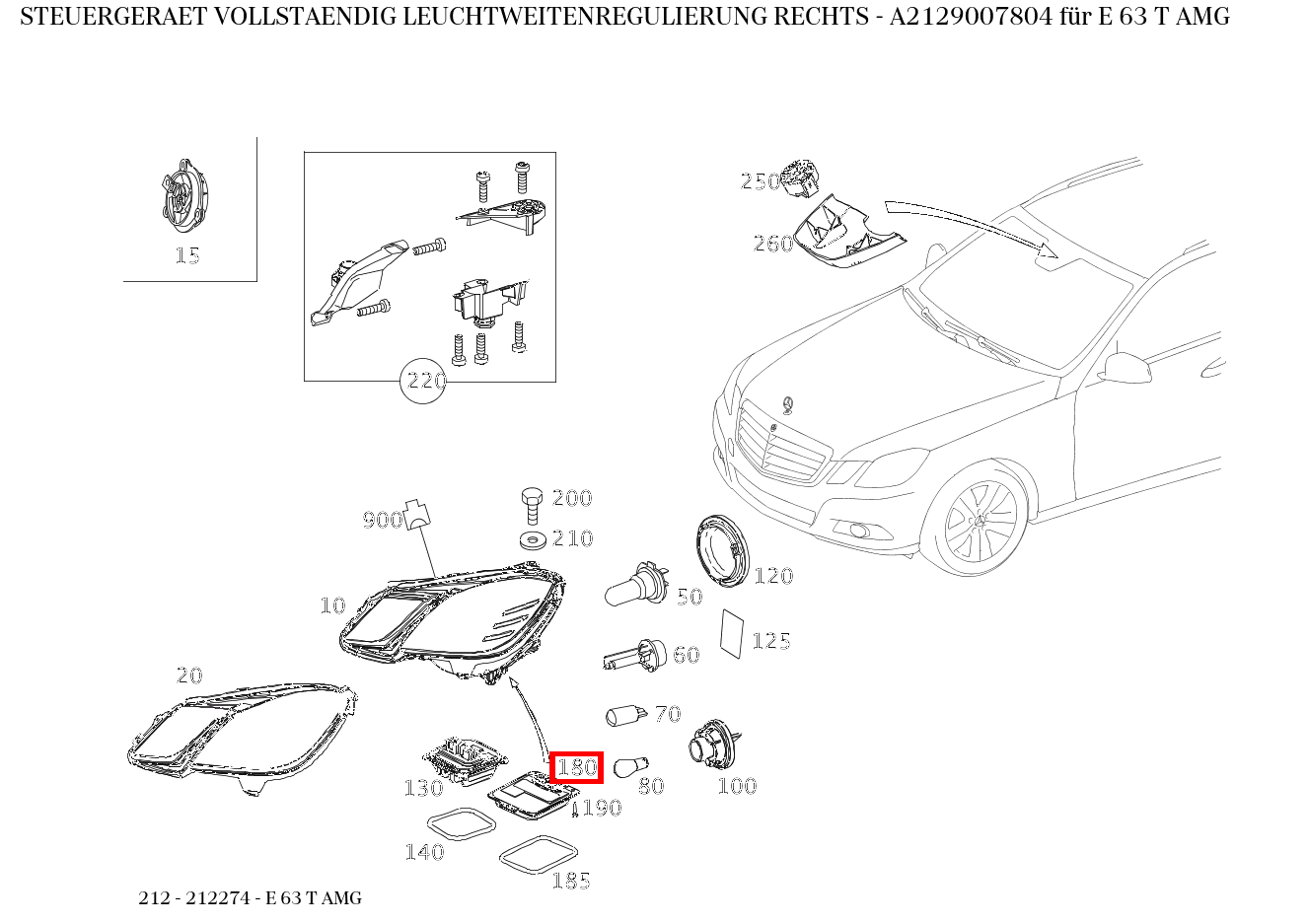 Steuergerät vollständig LEUCHTWEITENREGULIERUNG RECHTS E 63 T AMG 212 Steuergerät vollständig LEUCHTWEITENREGULIERUNG RECHTS E 63 T AMG 212
