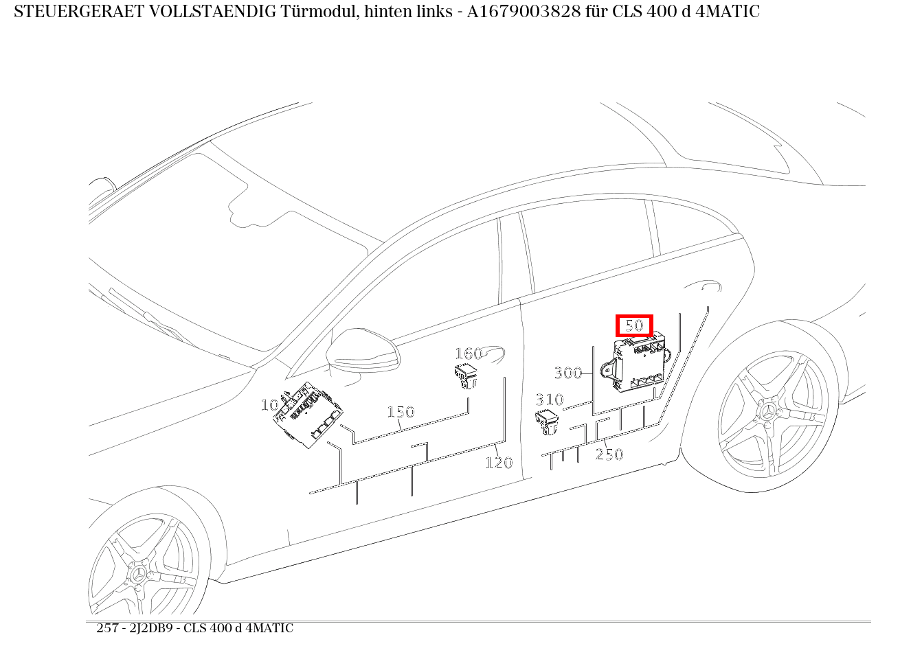 Steuergerät vollständig Türmodul, hinten links CLS 400 d 4MATIC 257