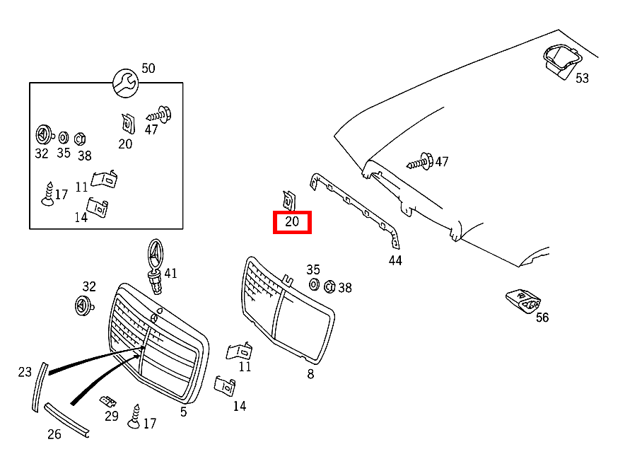 Clipsmutter KUEHLERVERKLEIDUNG AN MOTORHAUBE B 180 247