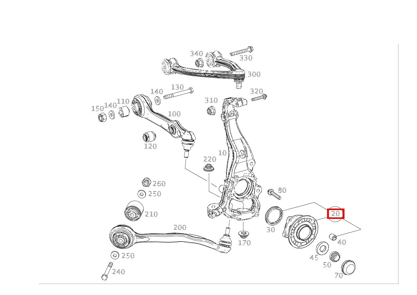 Vorderradnabe Rechts S500 L 222