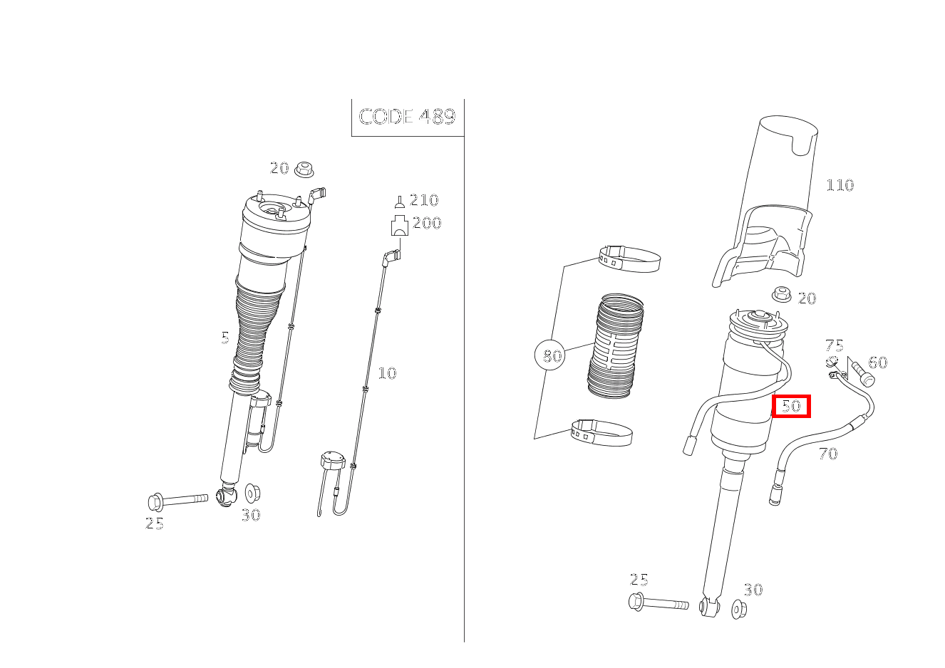 Federbein Hinterachse rechts CL 600 COUPE 216 Federbein Hinterachse rechts CL 600 COUPE 216