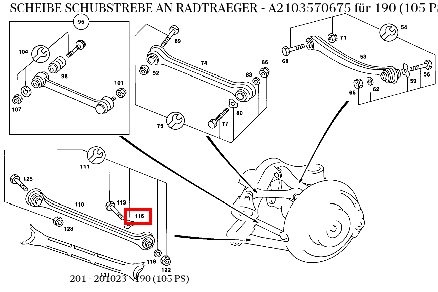Scheibe SCHUBSTREBE AN RADTRAEGER 190 (105 PS) 201 Scheibe SCHUBSTREBE AN RADTRAEGER 190 (105 PS) 201