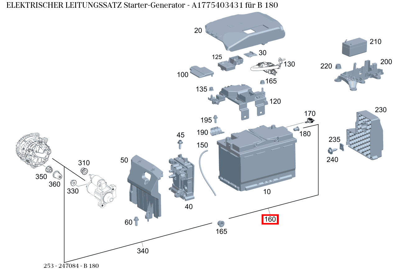 Elektrischer Leitungssatz Starter-Generator B 180 253 Elektrischer Leitungssatz Starter-Generator B 180 253